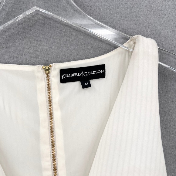 KIMBERLY GOLDSON Jah Top Shirt Womens Medium Off White Stripe V-neck Sleeveless - Picture 12 of 16